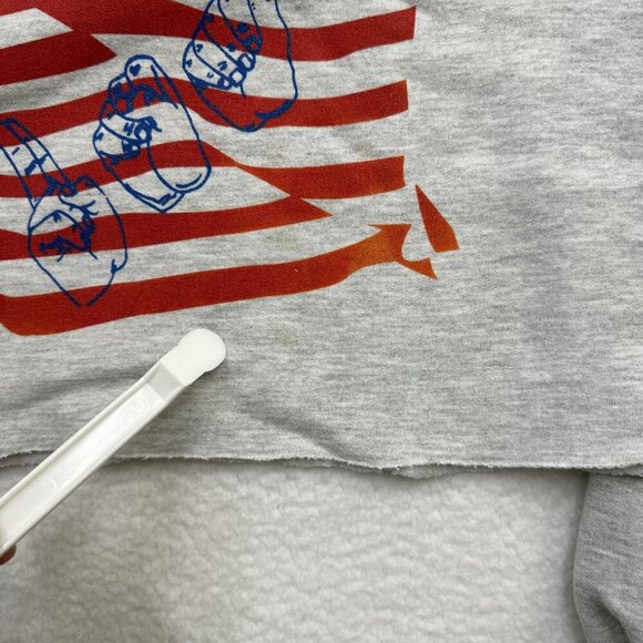 VTG Jerzees Super Sweats Cropped Graphic ASL "I Love USA" Long Sleeve Womens 2X - Picture 11 of 12
